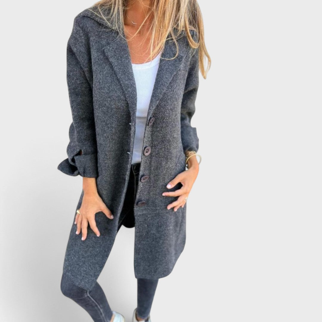 Évangeline | Manteau long décontracté avec revers