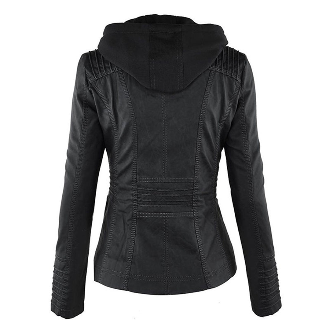 Sophie | Veste en cuir tendance avec capuche