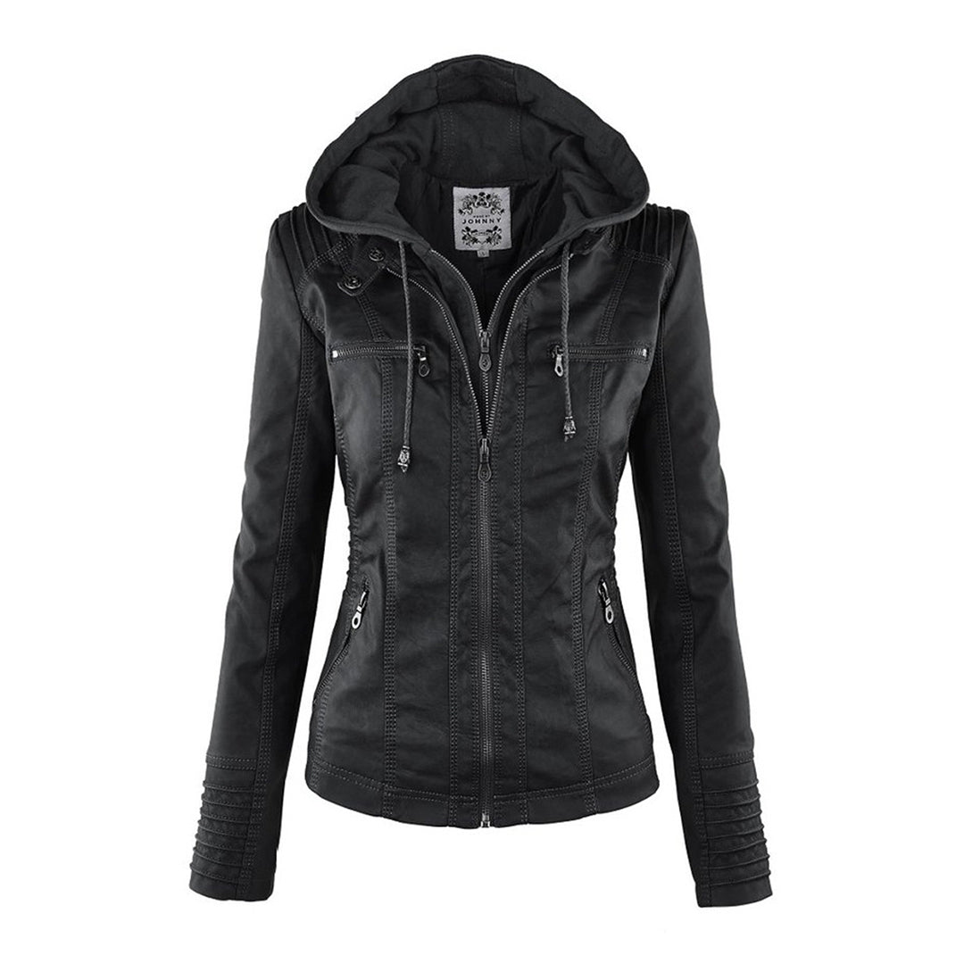 Sophie | Veste en cuir tendance avec capuche