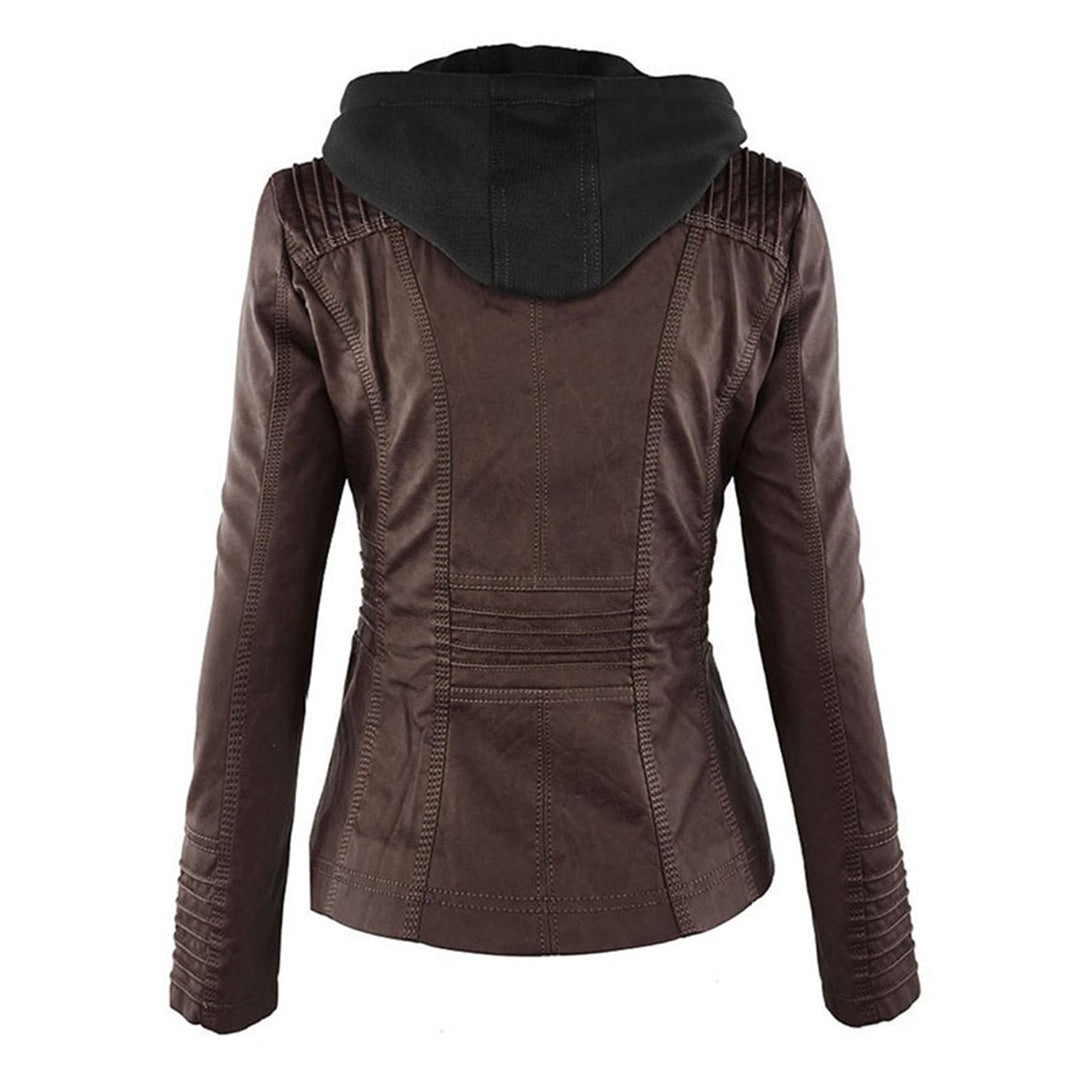 Sophie | Veste en cuir tendance avec capuche