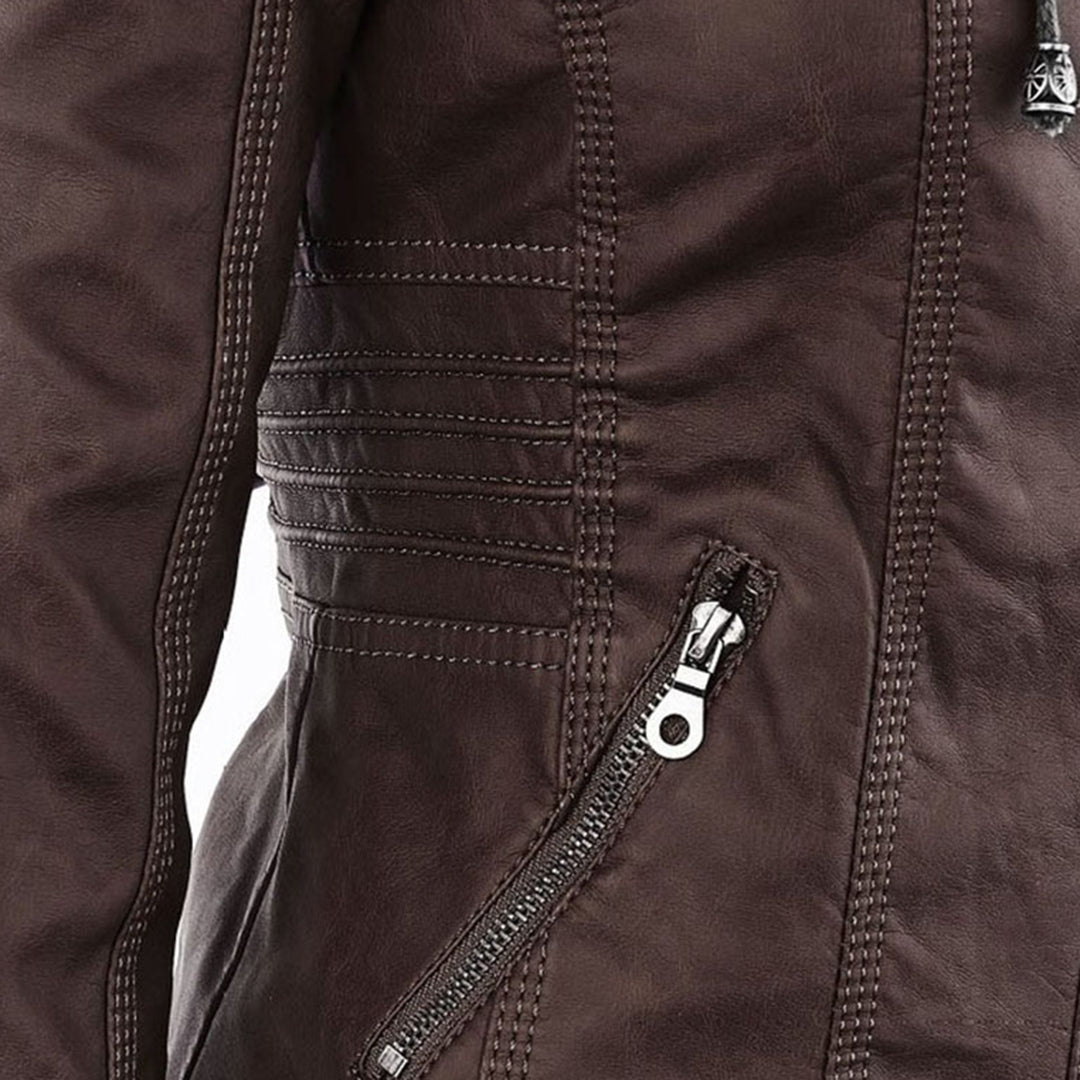 Sophie | Veste en cuir tendance avec capuche