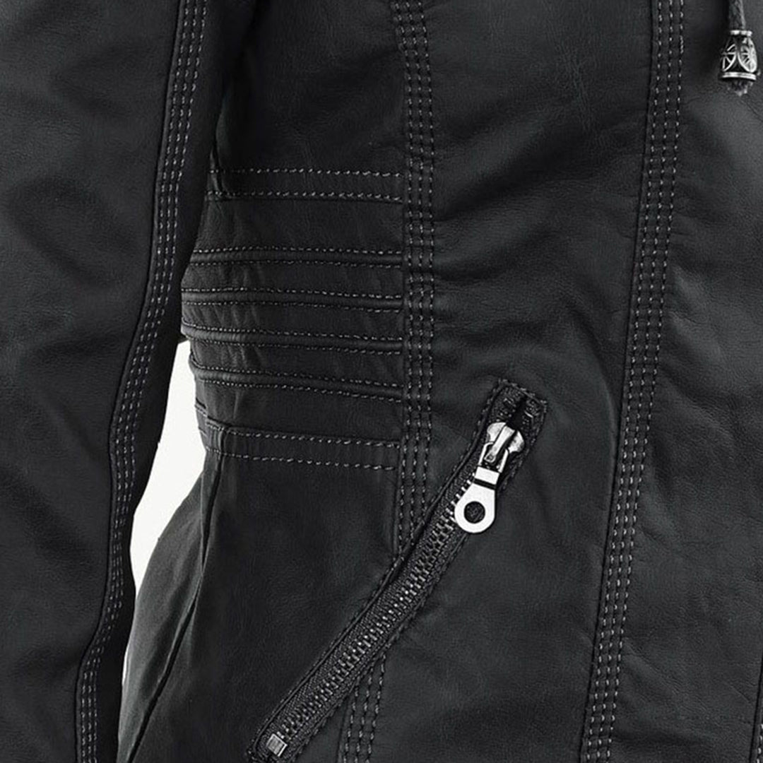 Sophie | Veste en cuir tendance avec capuche