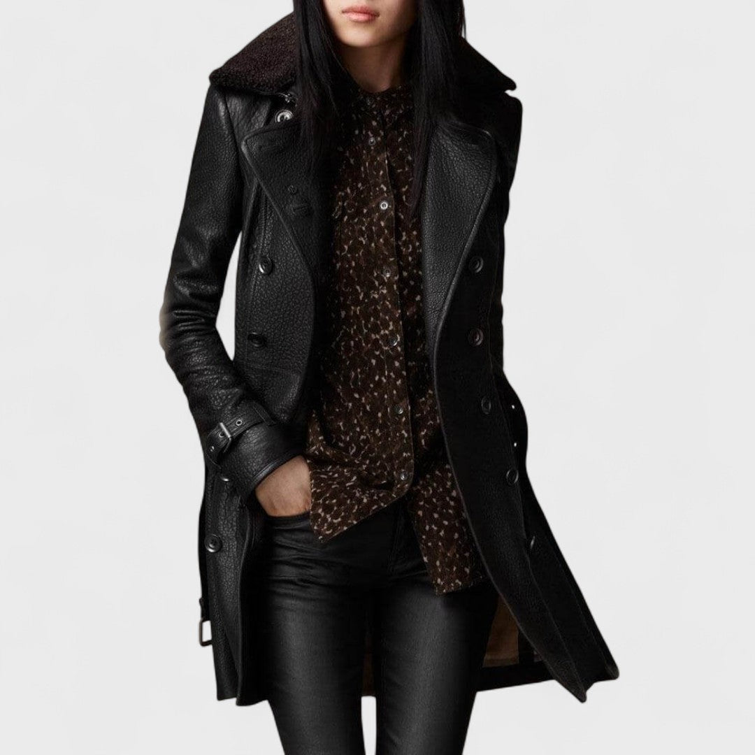 Éloane | Élégant manteau 3/4 en cuir