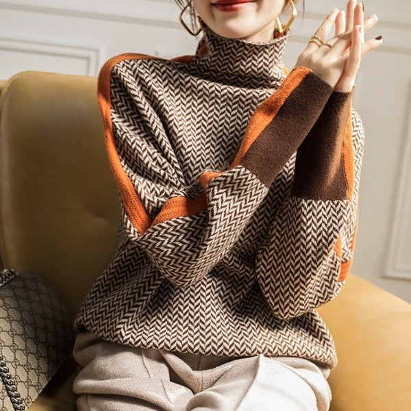 Althéa | Pull col roulé en chevrons de luxe