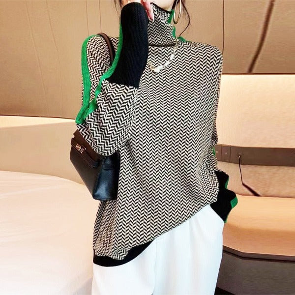 Althéa | Pull col roulé en chevrons de luxe