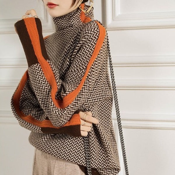 Althéa | Pull col roulé en chevrons de luxe
