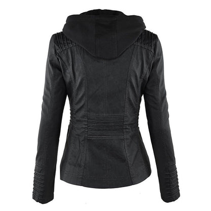 Sophie | Veste en cuir tendance avec capuche