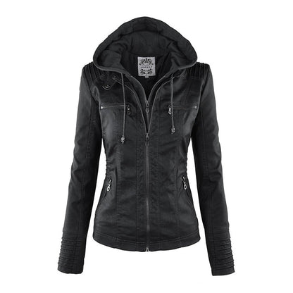 Sophie | Veste en cuir tendance avec capuche