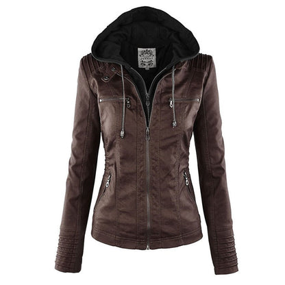 Sophie | Veste en cuir tendance avec capuche