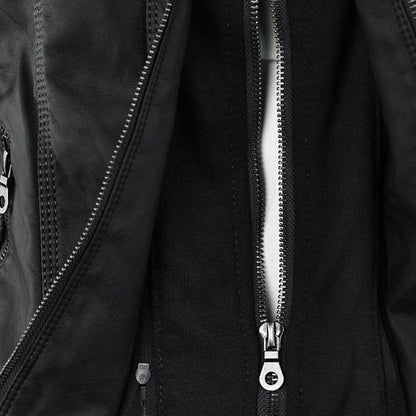 Sophie | Veste en cuir tendance avec capuche