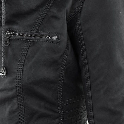 Sophie | Veste en cuir tendance avec capuche