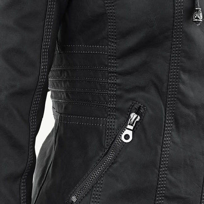 Sophie | Veste en cuir tendance avec capuche