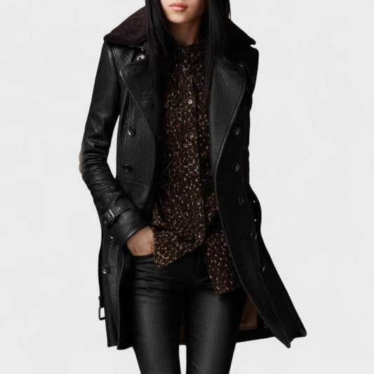 Éloane | Élégant manteau 3/4 en cuir