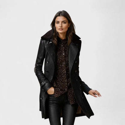 Éloane | Élégant manteau 3/4 en cuir