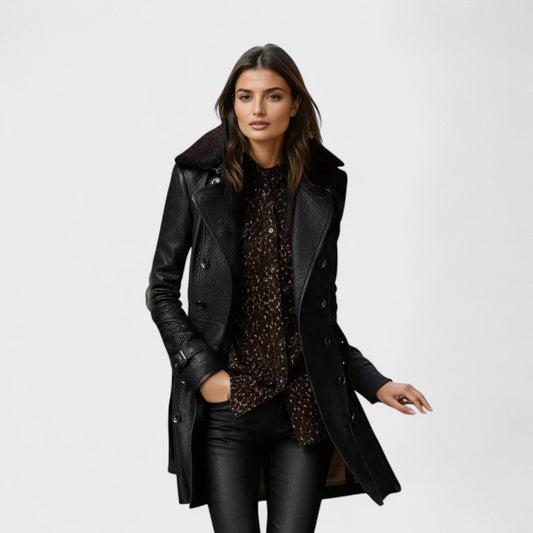 Éloane | Élégant manteau 3/4 en cuir