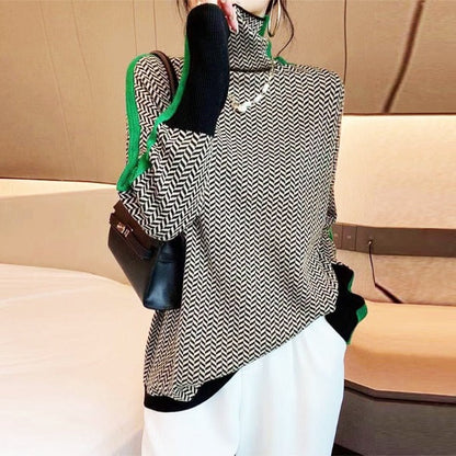 Althéa | Pull col roulé en chevrons de luxe