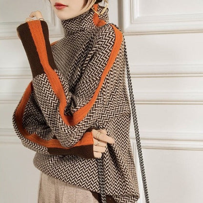 Althéa | Pull col roulé en chevrons de luxe