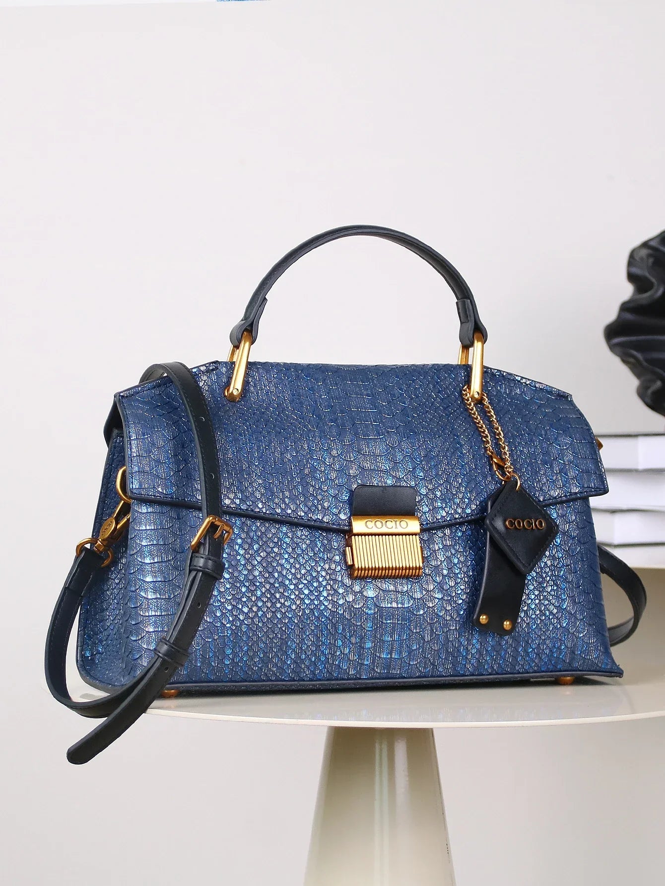 Amandine | Sac Cabas Celeste Python