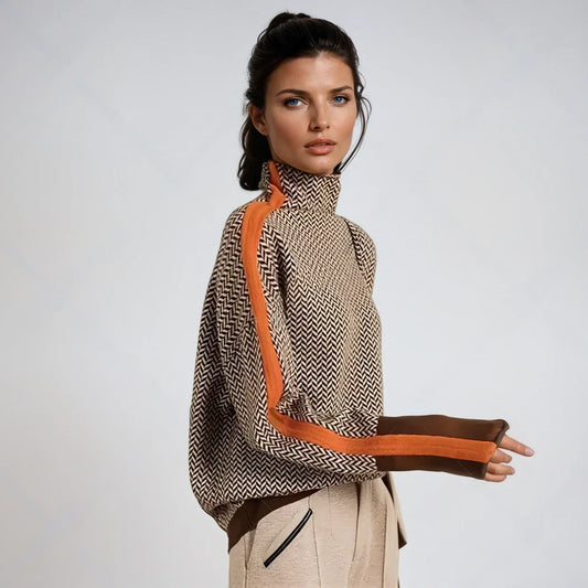 Althéa | Pull col roulé en chevrons de luxe